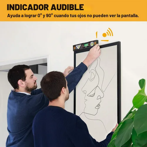 Vista 4 de PREXISO Nivel Digital, 11.5'', Inclinación Angular con Pantalla LCD, Inclinómetro de Burbuja Electrónico de 360°, Burbuja de Nivel Vertical