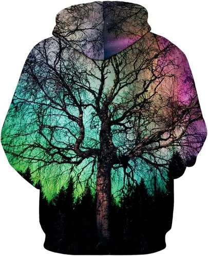 Vista 2 de Sudadera unisex con capucha y bolsillo con estampado 3D