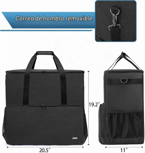 Vista 5 de CURMIO Funda de transporte para PC, bolsa de viaje de escritorio para torre de computadora, teclado, cable y ratón, solo bolsa, negro