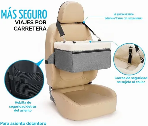 Vista 10 de Asiento elevador de coche para perros pequeños y gatos, elevado con marco de metal