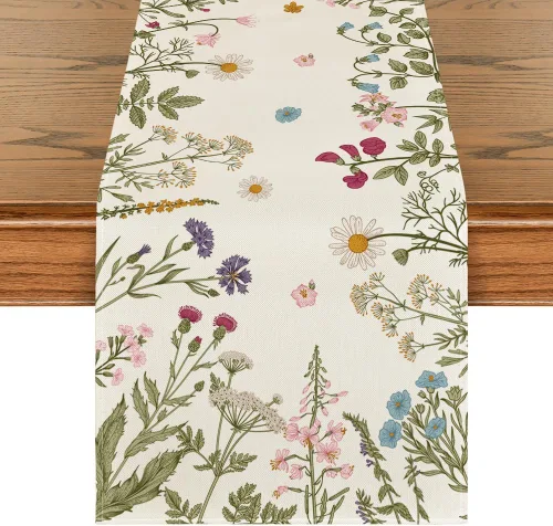 Vista 8 de Artoid Mode Camino de mesa de primavera de flores, decoración de mesa de comedor de cocina de temporada para decoración de fiesta del hogar, 13 x 72