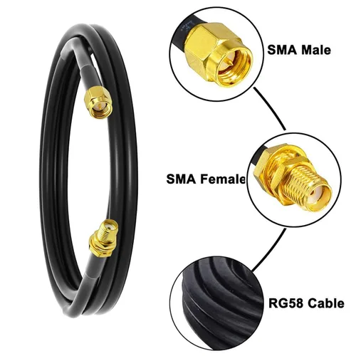 Vista 4 de onelinkmore Cable de extensión RG58 SMA de 3 pies, macho a hembra, 50 ohmios RF