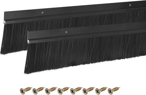 Vista 10 de uxcell 2 piezas barredor de cepillo inferior para puerta forma H base de aleación de aluminio con cepillo de nailon de 0.4 pulgadas para hogar
