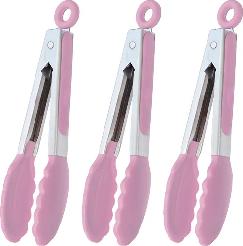 Vista 11 de HINMAY Mini pinzas con puntas de silicona pinzas de cocina de 7 pulgadas, juego de 3 (negro)