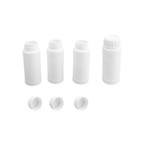 Vista 6 de Bettomshin 5 botellas de plástico PE de 3.4 fl oz (grado alimenticio) con tapas, botella de muestra de laboratorio, botellas de plástico de boca