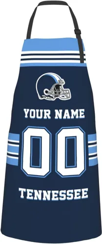 Vista 9 de Delantales personalizados del estilo del fútbol, delantal personalizado de la cocina del nombre y del número, delantales impermeables modificados