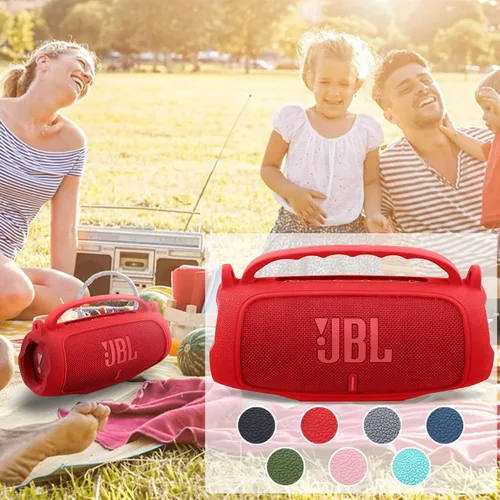 Vista 64 de Funda de silicona compatible con JBL Charge 5 Altavoz Bluetooth portátil impermeable (Cubierta de silicona negra)