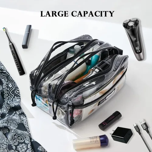 Vista 5 de Rough Enough - Neceser transparente para maquillaje, bolsa de maquillaje, paquete RE8562+RE8201