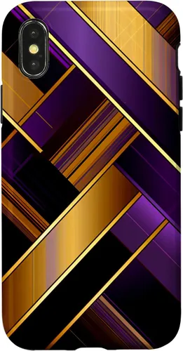 Vista 5 de Púrpura Negro Oro Plaid Patrón A Cuadros Amantes Caso Para iPhone 16