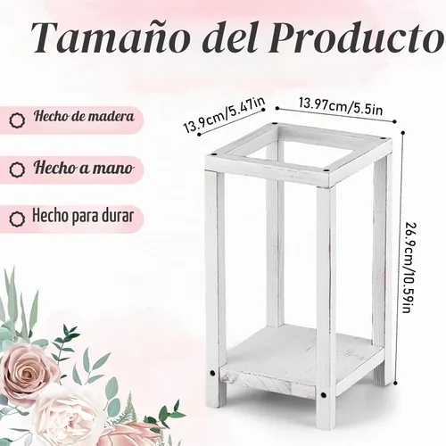Vista 2 de Geelin 10 piezas de linterna de madera para centro de mesa de boda, linterna de vela de madera, portavelas decorativo para mesa de fiesta de boda