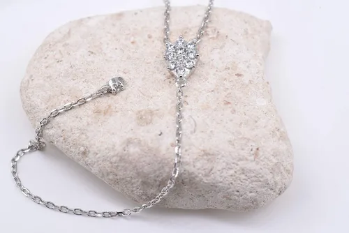 Vista 7 de Delicado collar de plata de ley pequeño con forma de Y de gota de agua