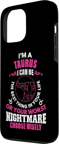 Vista 2 de Funda gráfica para iPhone 13 Pro Max con signo zodiacal divertido soy un tauro
