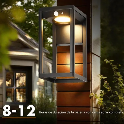 Vista 4 de Lámpara solar de pared para exteriores, impermeable, con sensor de movimiento