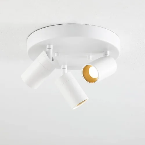 Vista 8 de Shura - Lámpara de techo LED redonda integrada de 3 luces blancas con cabezales giratorios, luz de techo empotrada ajustable, 3000 K, 1365 lúmenes