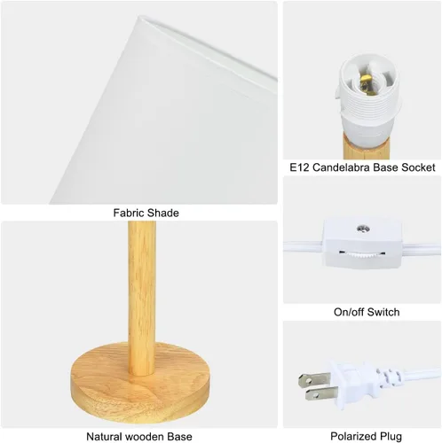 Vista 7 de TUBO - Lámpara de mesa de madera para sala de estar y dormitorio, casa de campo, niños, noche, 7.09 pulgadas de alto, 14.57 pulgadas, lámpara