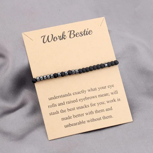 Vista 2 de MAOFAED Pulsera con código morse Work Bestie, el mejor regalo de amistad para compañeros de trabajo