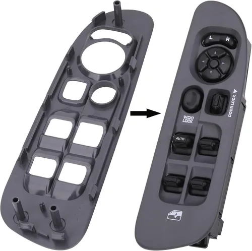 Vista 6 de Obaee Panel de control de ventana de puerta del conductor y del pasajero, bisel compatible con Dodge Ram 1500 2500 3500 2002-2009 borde del botón