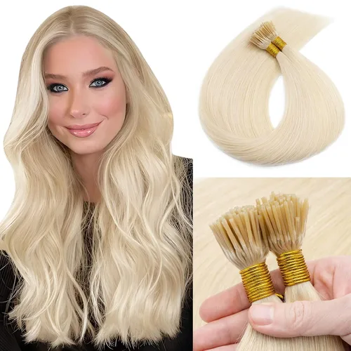 Vista 16 de MY-LADY Microlink - Extensiones de cabello humano con microcuentas de 14 pulgadas, extensiones de cabello rubio con micro bucle, extensiones
