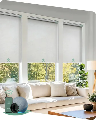 Vista 33 de Yoolax Persianas motorizadas con control remoto, persianas inteligentes opacas para ventanas, persianas enrollables motorizadas, persianas
