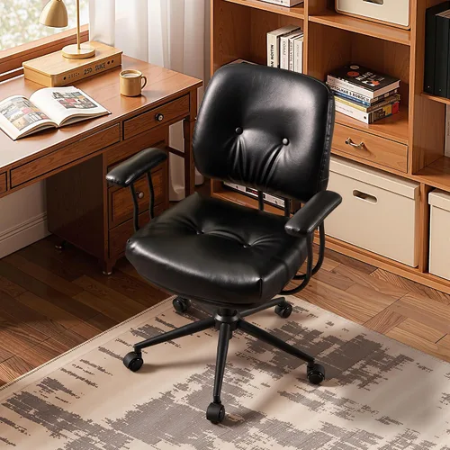 Vista 20 de HOOOWOOO Silla de Oficina Ergonómica, Silla de Escritorio Moderna de Computadora de Media Siglo, Silla Ejecutiva Cómoda con Asiento Extra Ancho