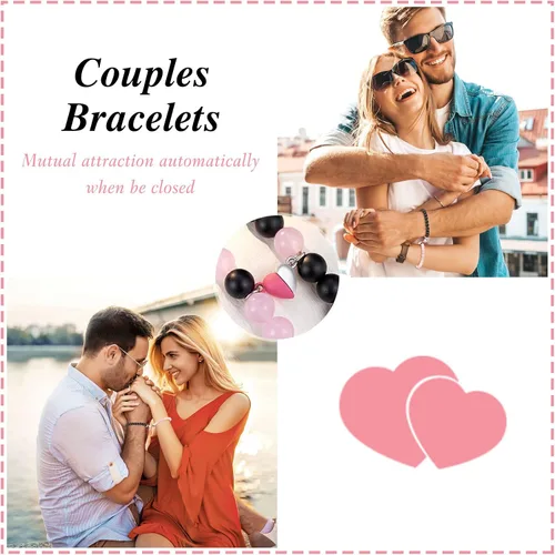 Vista 6 de PINKDODO Couples Bracelets for Boyfriend Girlfriend Women Men Lovers Friends