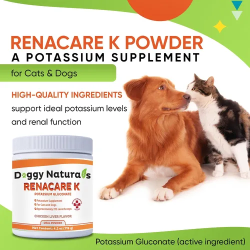 Vista 9 de RenaCare K es para Renal K (gluconato de potasio) Suplemento en polvo de potasio para perros y gatos, (4 onzas) con sabor a hígado de pollo