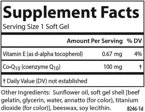 Vista 4 de Carlson - Co-Q10, 100 mg, Producción de energía y función cardíaca, 60 cápsulas blandas