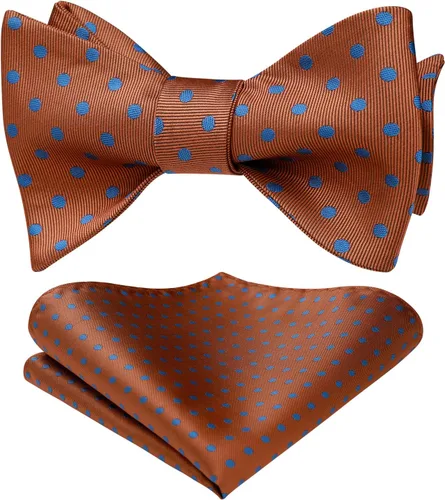 Vista 5 de HISDERN Pajaritas para hombre, diseño de lunares, corbatín y bolsillo cuadrado, clásico, esmoquin de negocios, boda, pajaritas, pañuelo