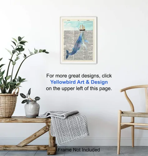 Vista 5 de Arte de Pared con Diccionario Náutico de Ballena - Foto de 8x10, Imagen - Océano, Mar, Playa, Decoración del Hogar, Decoración Shabby Chic - Regalo