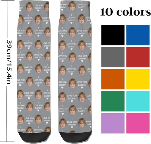 Vista 3 de COLORSFORU Calcetines personalizados con imagen fabricados en EE. UU., calcetines personalizados para el día del padre, calcetines personalizados