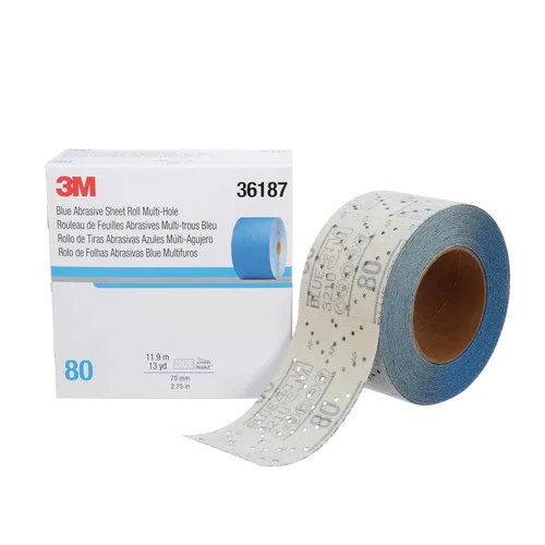 Vista 34 de 3M 3M-36142 Hookit disco abrasivo azul multi-agujero, 3" 80 Grado 50 discos, para aplicaciones de carrocería automática, preparación de pintura