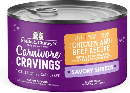 Vista 13 de Stella & Chewy's Carnivore Cravings Savory Shreds - Comida húmeda para gatos - Fórmula de alta humedad con pollo sin jaula de primera calidad e