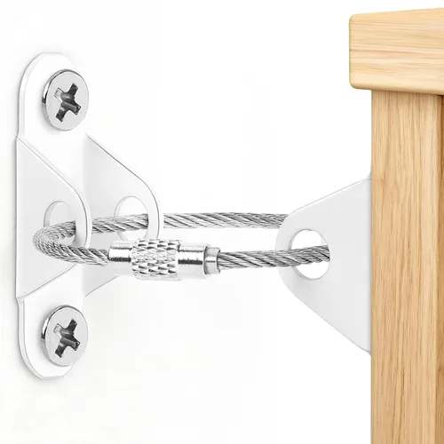Vista 8 de Paquete de 6 anclajes para muebles a prueba de bebés, kit de seguridad con correas antipuntas para evitar que el tocador, estantería, armario se