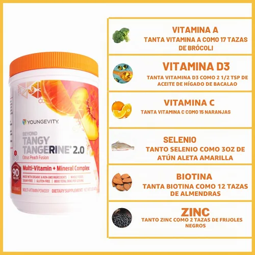 Vista 6 de Youngevity Beyond Tangy Tangerine 2.0 Citrus Peach Multivitamin, paquete de 2