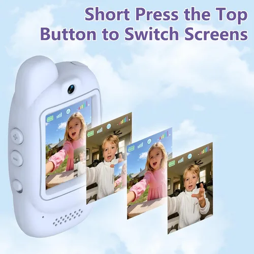 Vista 4 de Walkie Talkies de video para niños, paquete de 2 walkie talkies de video recargables, cámara HD, cambiador de voz, para diversión familiar, Azul