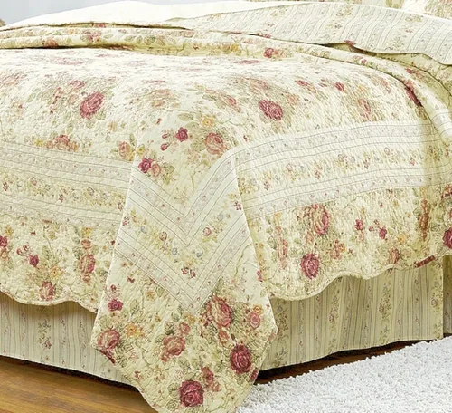 Vista 3 de Finely Stitched Chic Shabby Romantic Rose - Juego de edredón de algodón, tamaño King, incluye correas para sábanas