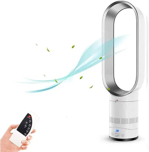 Vista 7 de Ventilador de torre con control remoto que ahorra espacio, ventilador portátil sin aspas para dormitorio, sala de estar, oficina (dorado)
