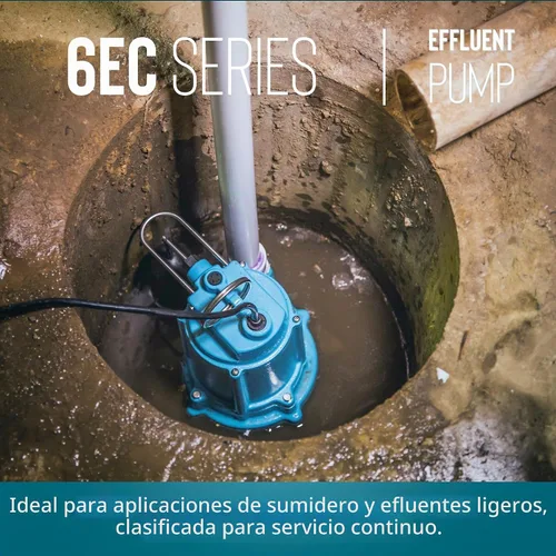 Vista 4 de Little Giant 6EC-CIA-SFS Bomba sumergible de sumidero/efluente automática de hierro fundido de 1/3 HP, 115 voltios, 3180 GPH con base