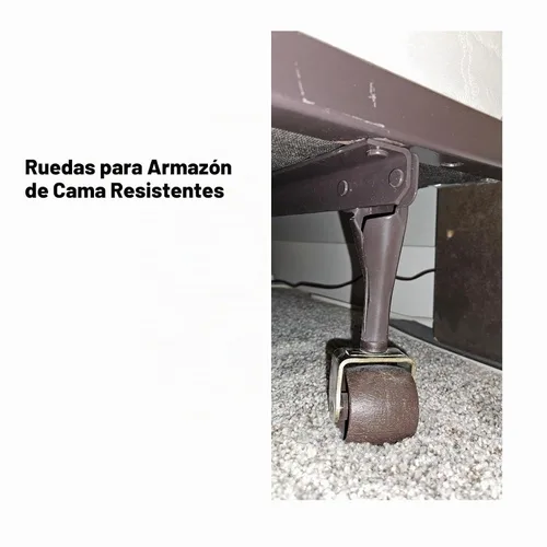 Vista 2 de 4 ruedas de metal para marco de cama (2 bloqueos, 2 sin bloqueo)