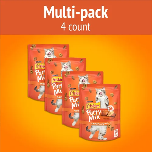 Vista 3 de Alimento para gatos Purina Friskies, Party Mix Original Crunch - Bolsa de 20 onzas