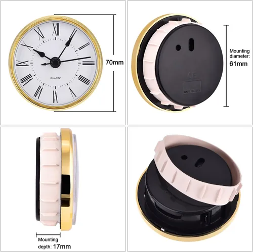 Vista 2 de HICARER Inserto de reloj de cuarzo con número romano de 2.8 pulgadas (2.756 in) con ribete dorado