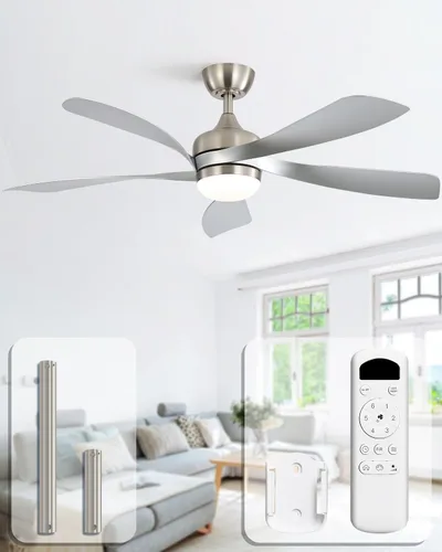 Vista 12 de Sofucor Ventilador de techo inteligente de 52", ventiladores de techo blancos para interiores/exteriores con luces y control remoto, funciona