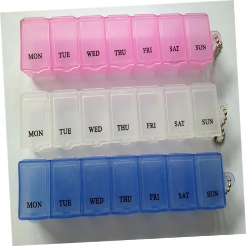 Vista 4 de Healifty Pastillero semanal para ancianos, paquete de 2 recipientes pequeños para pastillas portátiles, estuche diario para personas mayores