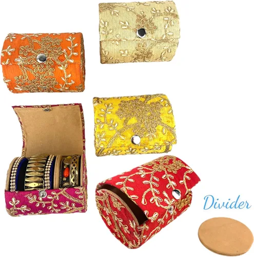 Vista 5 de LOVENSPIRE Caja organizadora de brazaletes para mujeres y niñas, bolsa de almacenamiento de joyas surtidas a granel, hermosa funda bordada, regalo