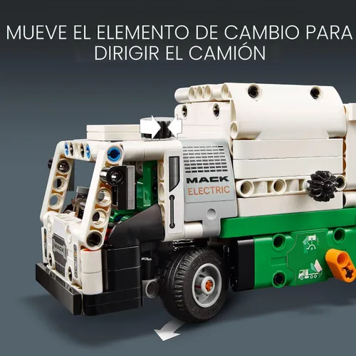 Vista 4 de LEGO Technic Mack LR Camión de Basura Eléctrico de Juguete, Camión Construible para Niños para Juego de Simulación, Gran Regalo para Niños, Niñas