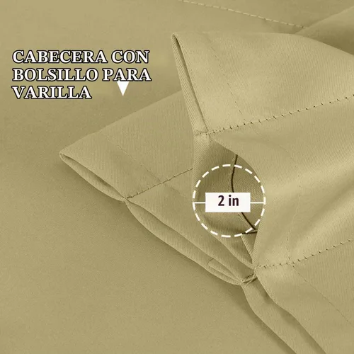 Vista 5 de Cenefa Beige Oscurecedora para Ventana, Cortina Corta con Bolsillo para Barra, Cenefa Primitiva para Sala de Estar, Baño, Guardería, Cocina, Ventana