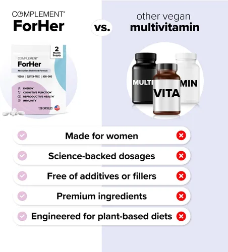 Vista 3 de COMPLEMENT ForHer Multivitamínico con inositol para mujer, suplemento de equilibrio hormonal para mujeres, crecimiento del cabello y apoyo