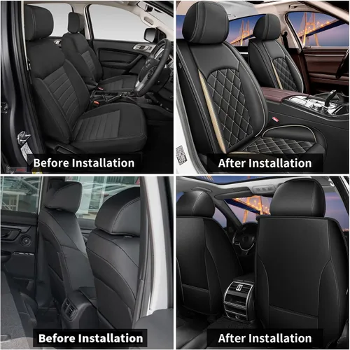 Vista 6 de Funda de asiento delantero compatible con Hyundai Tucson 2010-2024 2025, fundas de asiento de automóvil de cuero de lujo compatible con bolsa
