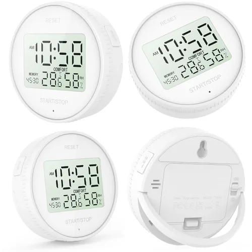 Vista 2 de Higrómetro digital magnético y termómetro para interiores, temporizador de cocina para cocinar, hornear, fitness, batería AAA incluida