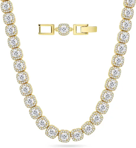 Vista 8 de KRKC&CO - Collar de tenis de 0.3 in, chapado en oro de 14 quilates, cadena Dorado (Gold A)